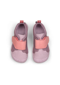 Lasten Otter-ensiaskelkengät - Prewalker Cotton Smally, violetti kangas, pinkit tarrat