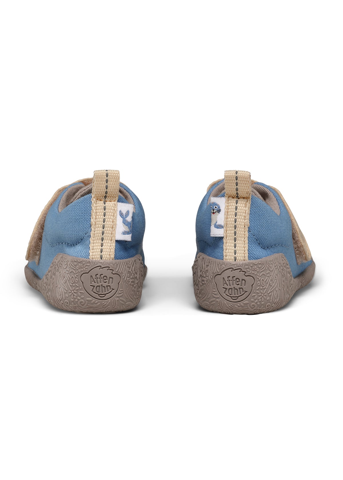 Barnens Rhino-första steg-skor - Prewalker Cotton Smally, grön-beige tyg, gula kardborreband