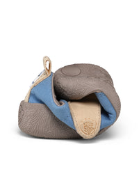 Barnens Rhino-första steg-skor - Prewalker Cotton Smally, grön-beige tyg, gula kardborreband
