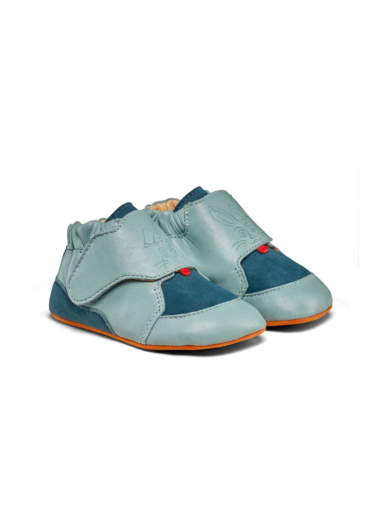 Lasten nahkatossut - Leather Crawly Bunny, turkoosi