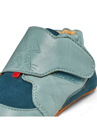 Lasten nahkatossut - Leather Crawly Bunny, turkoosi