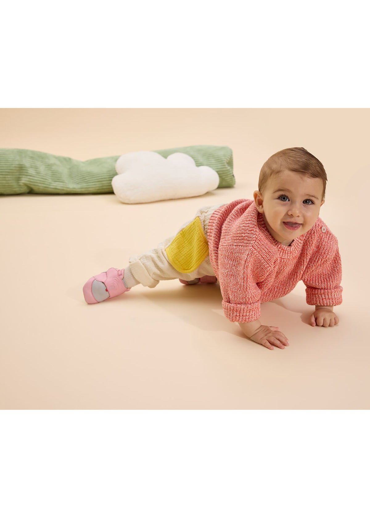 Children's leather slippers - Leather Crawly Koala, light pink