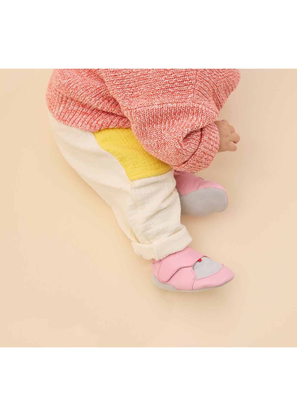 Children's leather slippers - Leather Crawly Koala, light pink
