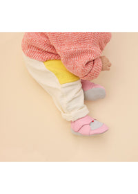 Children's leather slippers - Leather Crawly Koala, light pink