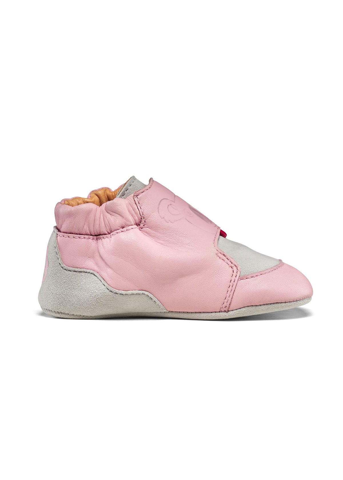 Children's leather slippers - Leather Crawly Koala, light pink