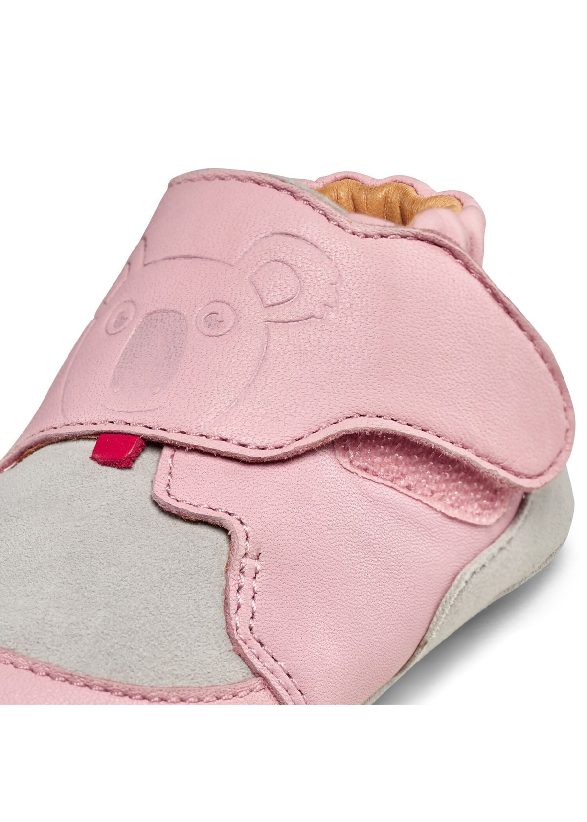 Children's leather slippers - Leather Crawly Koala, light pink
