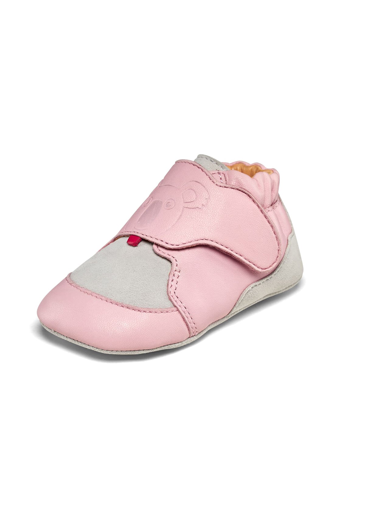 Children's leather slippers - Leather Crawly Koala, light pink