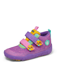 Children's barefoot shoes - Happy Knit Creative Toucan, transitional shoes with TEX membrane - purple