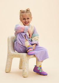 Children's barefoot shoes - Happy Knit Creative Toucan, transitional shoes with TEX membrane - purple