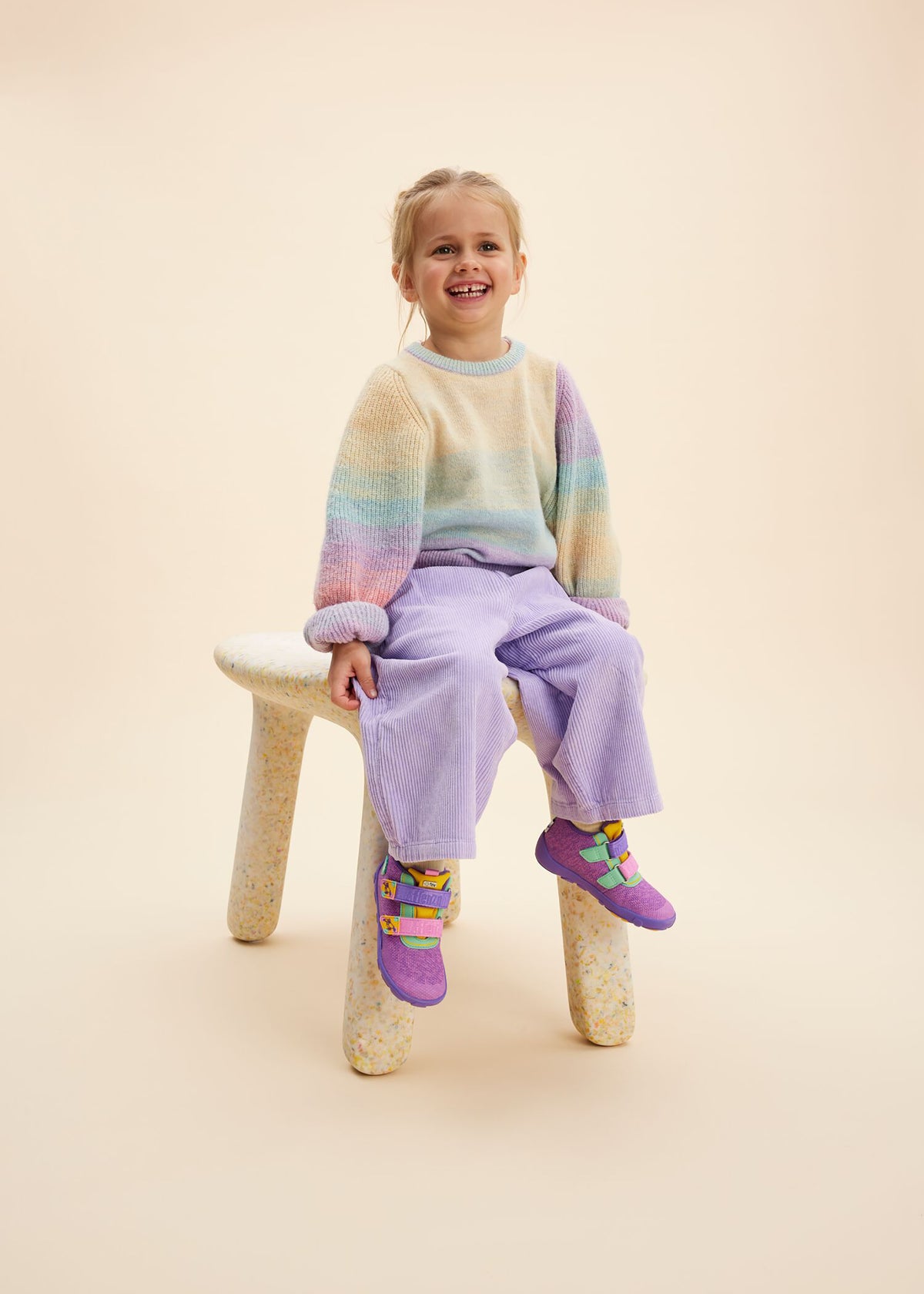 Children's barefoot shoes - Happy Knit Creative Toucan, transitional shoes with TEX membrane - purple