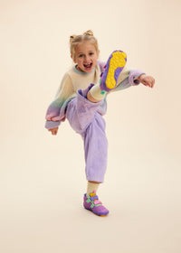 Children's barefoot shoes - Happy Knit Creative Toucan, transitional shoes with TEX membrane - purple