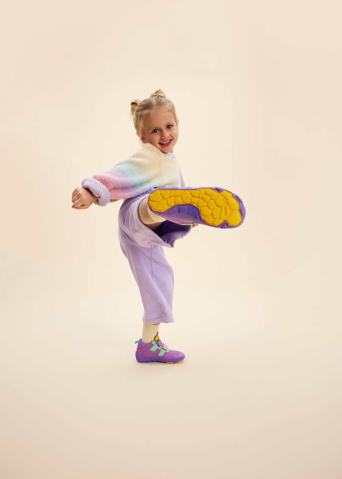 Children's barefoot shoes - Happy Knit Creative Toucan, transitional shoes with TEX membrane - purple