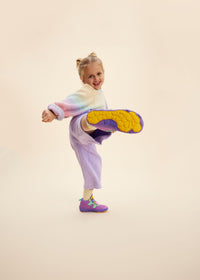 Children's barefoot shoes - Happy Knit Creative Toucan, transitional shoes with TEX membrane - purple