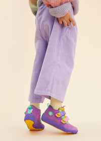 Children's barefoot shoes - Happy Knit Creative Toucan, transitional shoes with TEX membrane - purple