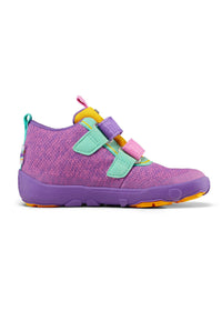 Children's barefoot shoes - Happy Knit Creative Toucan, transitional shoes with TEX membrane - purple