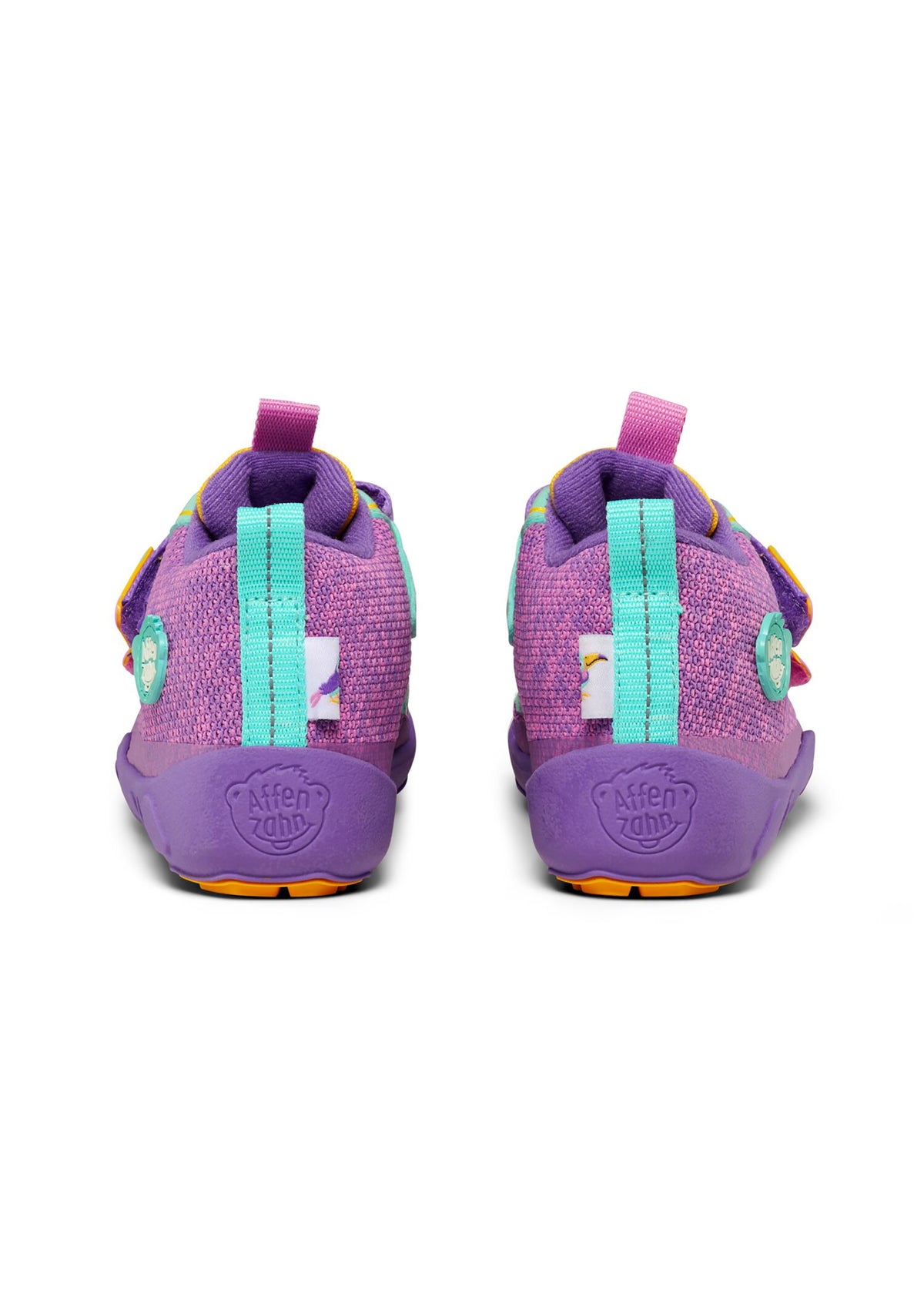 Children's barefoot shoes - Happy Knit Creative Toucan, transitional shoes with TEX membrane - purple