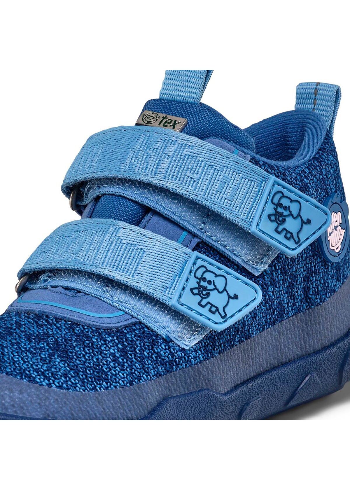 Children's barefoot shoes - Happy Knit Elephant, transitional shoes with TEX membrane - blue