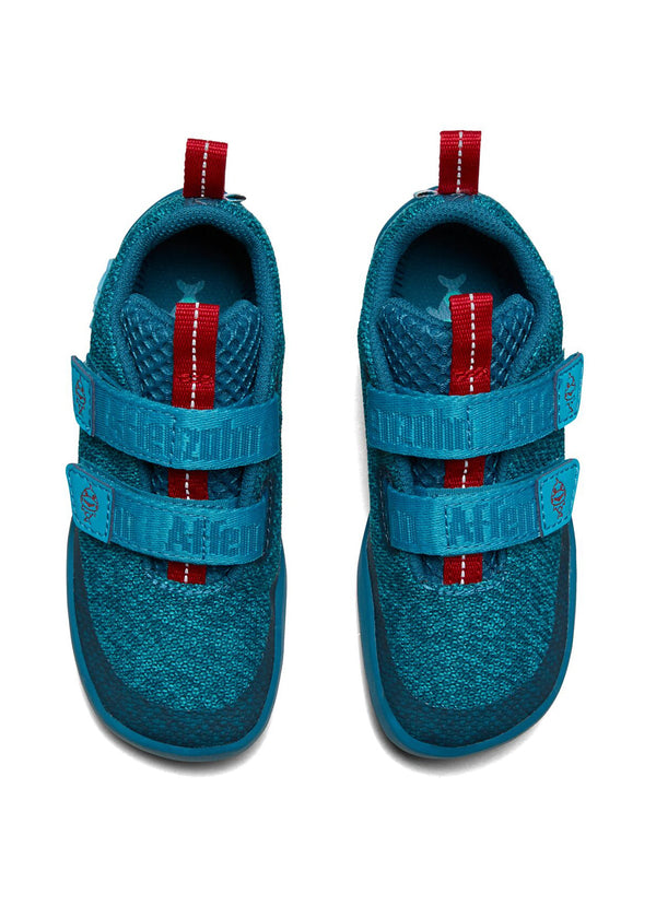 Barns Shark-barfotatennisskor - Sneaker Stickad Glad, blå, vegansk