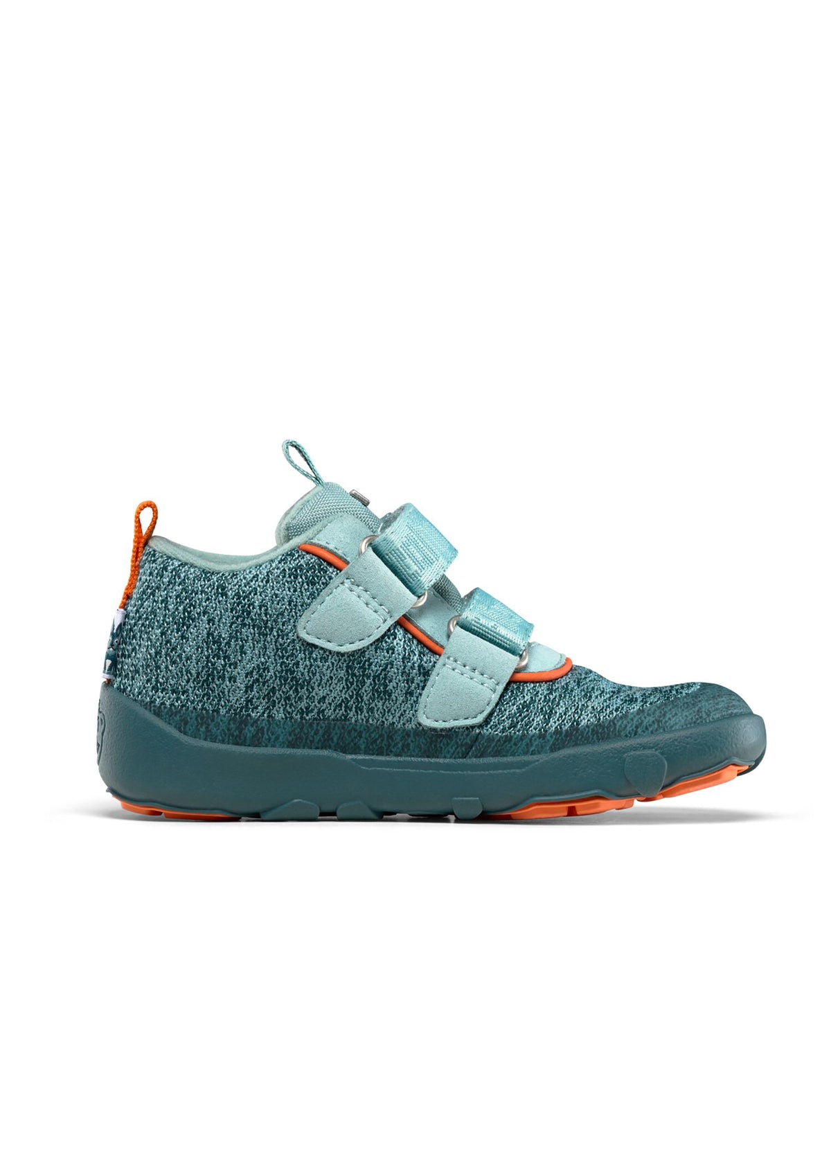 Children's barefoot shoes - Happy Knit Bunny, transitional shoes with TEX membrane - green, orange