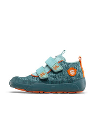 Children's barefoot shoes - Happy Knit Bunny, transitional shoes with TEX membrane - green, orange