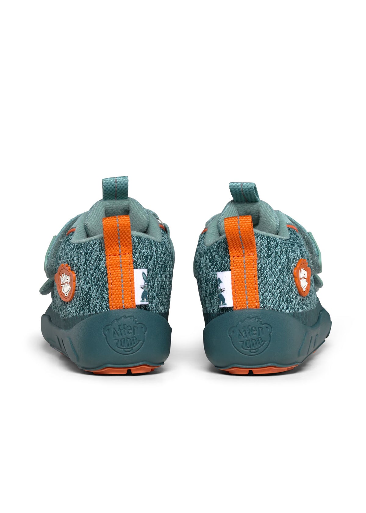 Children's barefoot shoes - Happy Knit Bunny, transitional shoes with TEX membrane - green, orange