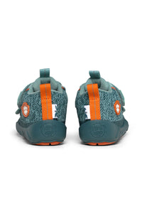 Children's barefoot shoes - Happy Knit Bunny, transitional shoes with TEX membrane - green, orange