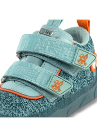 Children's barefoot shoes - Happy Knit Bunny, transitional shoes with TEX membrane - green, orange