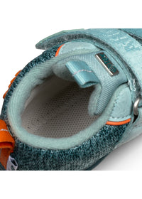 Children's barefoot shoes - Happy Knit Bunny, transitional shoes with TEX membrane - green, orange