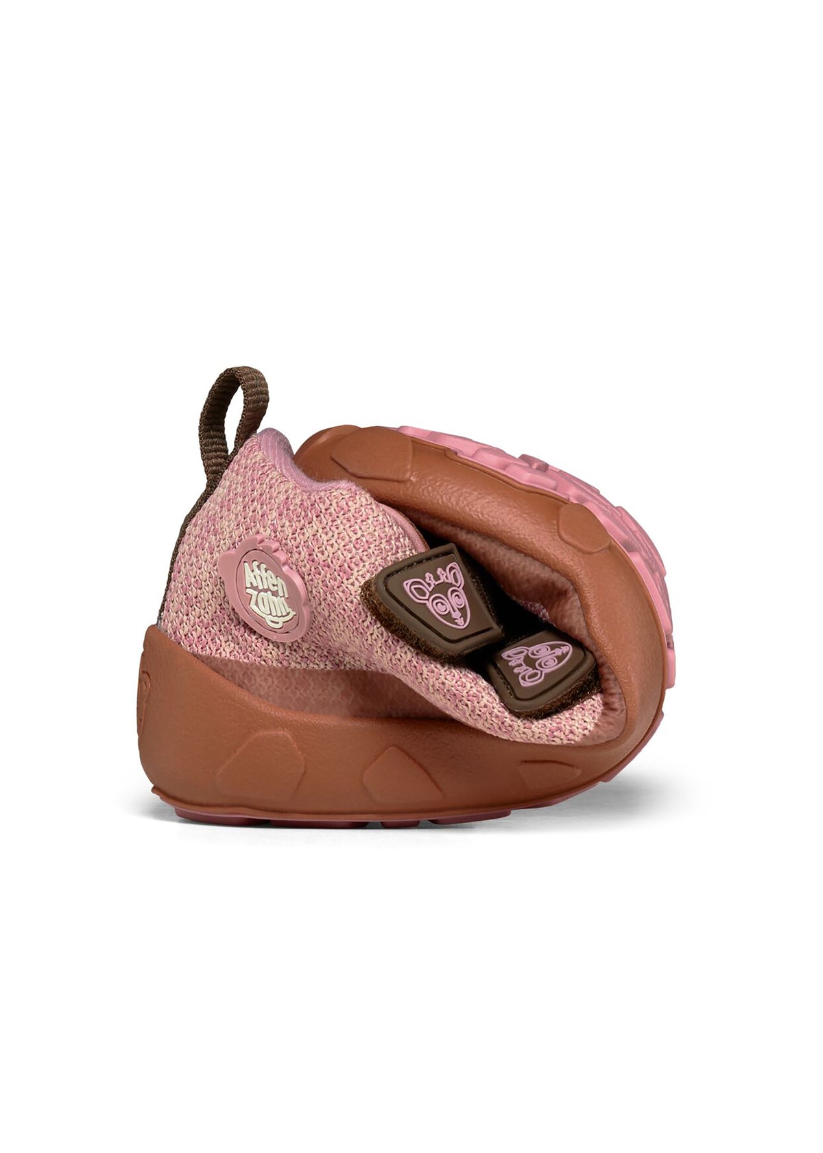 Children's barefoot shoes - Happy Knit Deer, mid-season shoes with TEX membrane - pink, brown