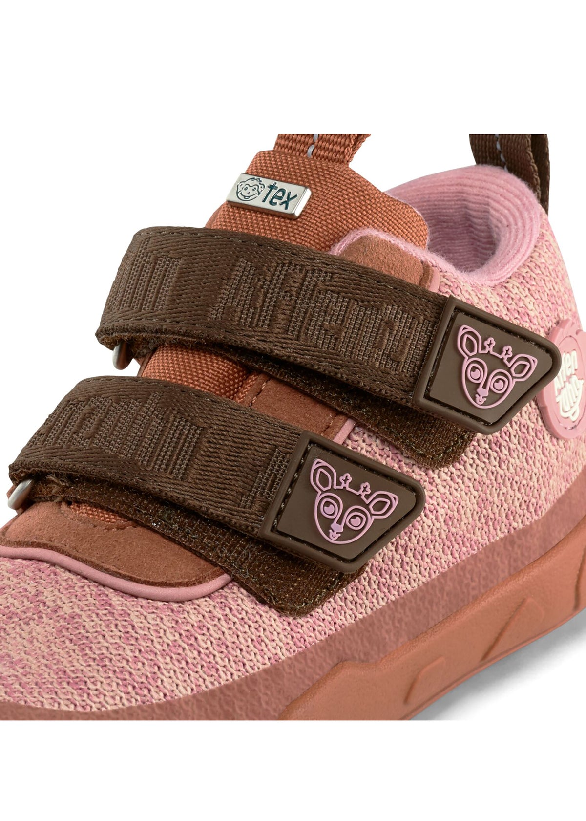 Children's barefoot shoes - Happy Knit Deer, mid-season shoes with TEX membrane - pink, brown