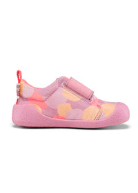 Barnens Otter-första steg-skor - Prewalker Bomull Smally, rosa mönstrat tyg