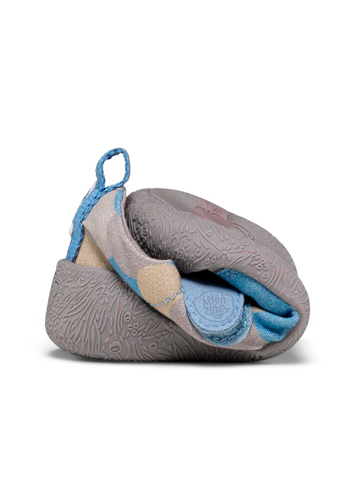 Children's Seal first walking shoes - Prewalker Cotton Smally, blue patterned fabric