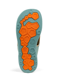 Lasten Bunny-paljasjalkasandaalit - Sandal Microfibre Airy, mintunvihreä, oranssit tarrat, vegaaninen