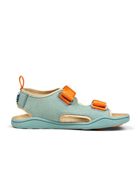 Lasten Bunny-paljasjalkasandaalit - Sandal Microfibre Airy, mintunvihreä, oranssit tarrat, vegaaninen