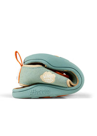 Lasten Bunny-paljasjalkasandaalit - Sandal Microfibre Airy, mintunvihreä, oranssit tarrat, vegaaninen