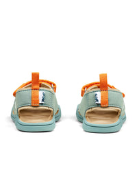 Lasten Bunny-paljasjalkasandaalit - Sandal Microfibre Airy, mintunvihreä, oranssit tarrat, vegaaninen