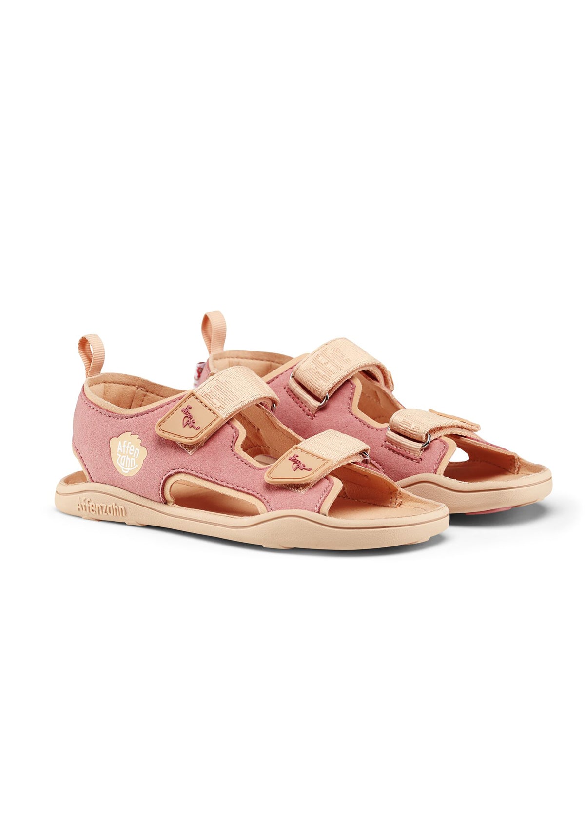 Lasten Flamingo-paljasjalkasandaalit - Sandal Microfibre Airy, roosa, beiget tarrat, vegaaninen