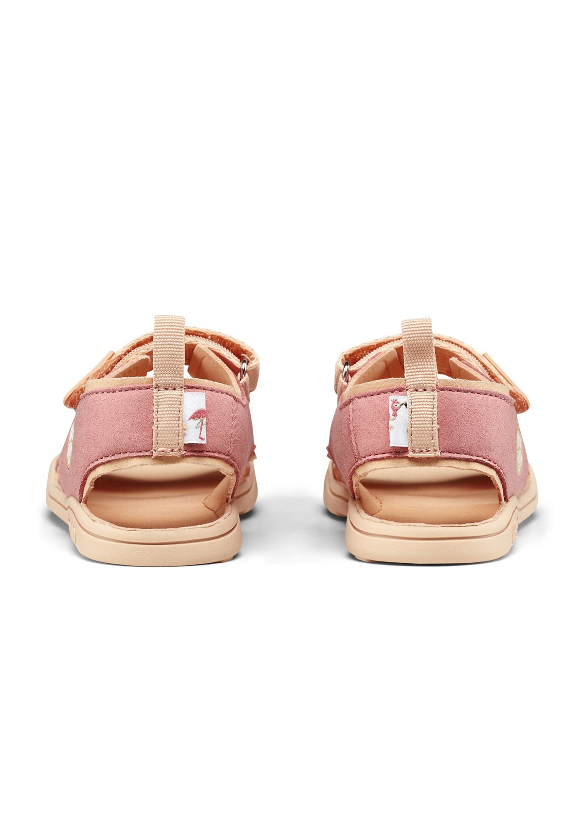 Lasten Flamingo-paljasjalkasandaalit - Sandal Microfibre Airy, roosa, beiget tarrat, vegaaninen