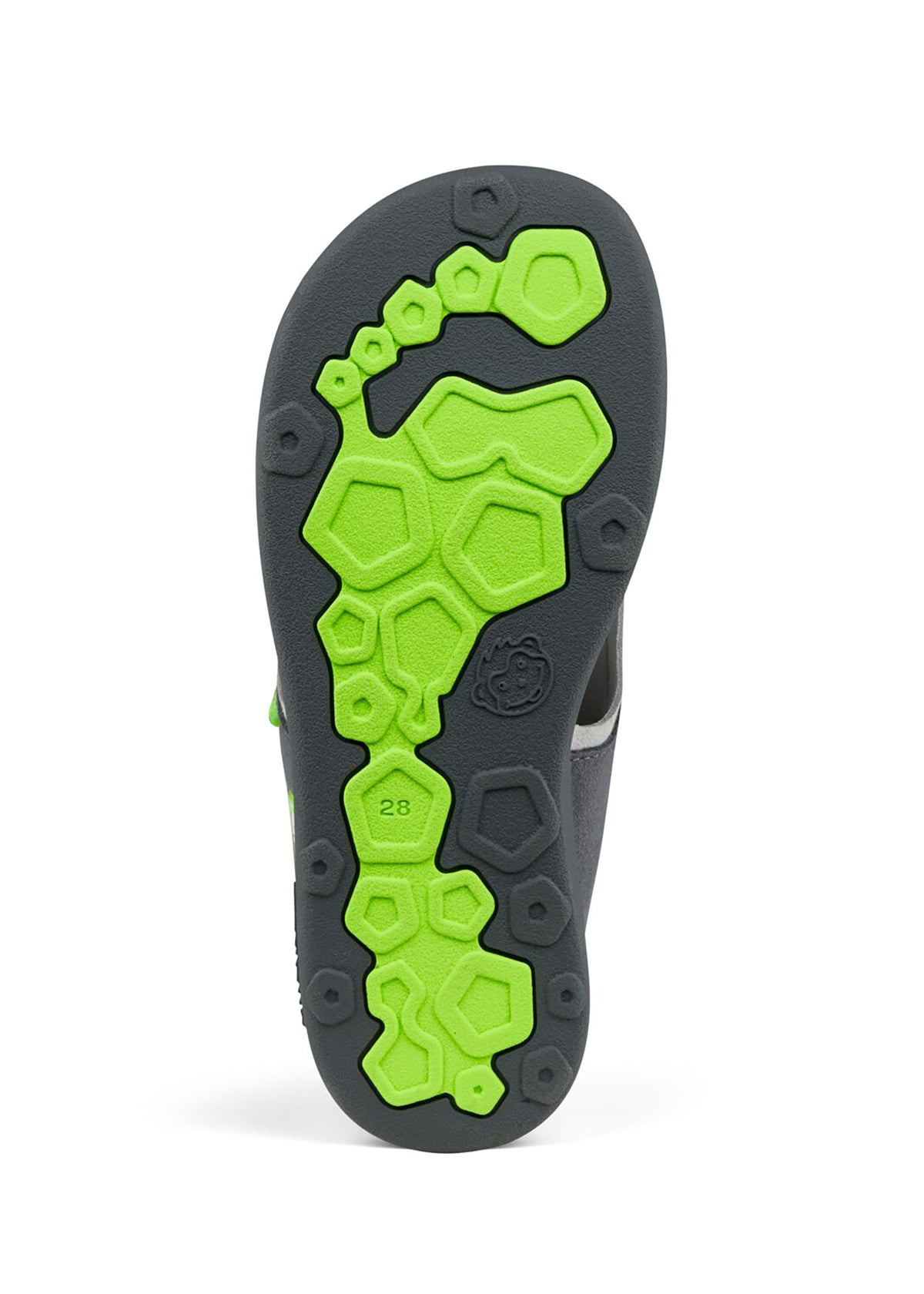 Lasten Panther-paljasjalkasandaalit - Sandal Microfibre Airy, harmaa, vihreät tarrat, vegaaninen