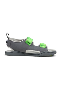 Lasten Panther-paljasjalkasandaalit - Sandal Microfibre Airy, harmaa, vihreät tarrat, vegaaninen