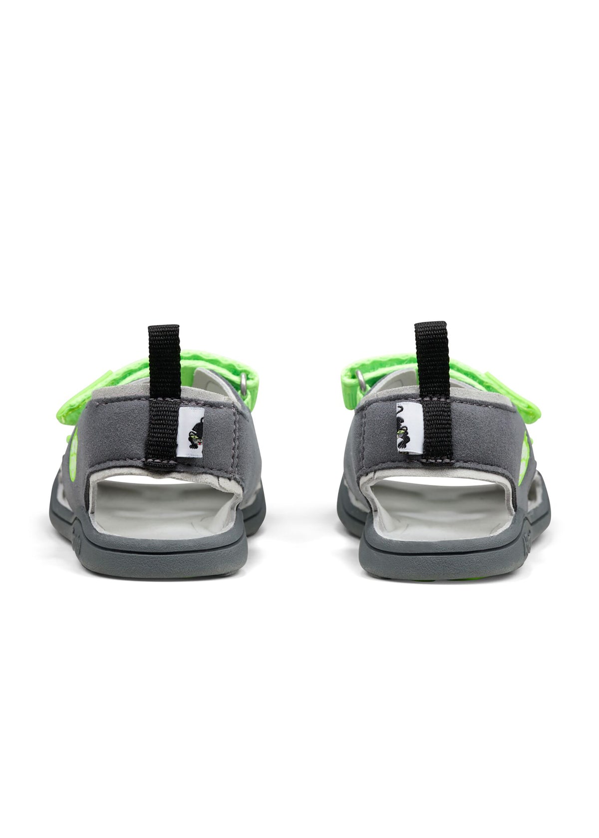 Lasten Panther-paljasjalkasandaalit - Sandal Microfibre Airy, harmaa, vihreät tarrat, vegaaninen