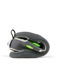 Lasten Panther-paljasjalkasandaalit - Sandal Microfibre Airy, harmaa, vihreät tarrat, vegaaninen