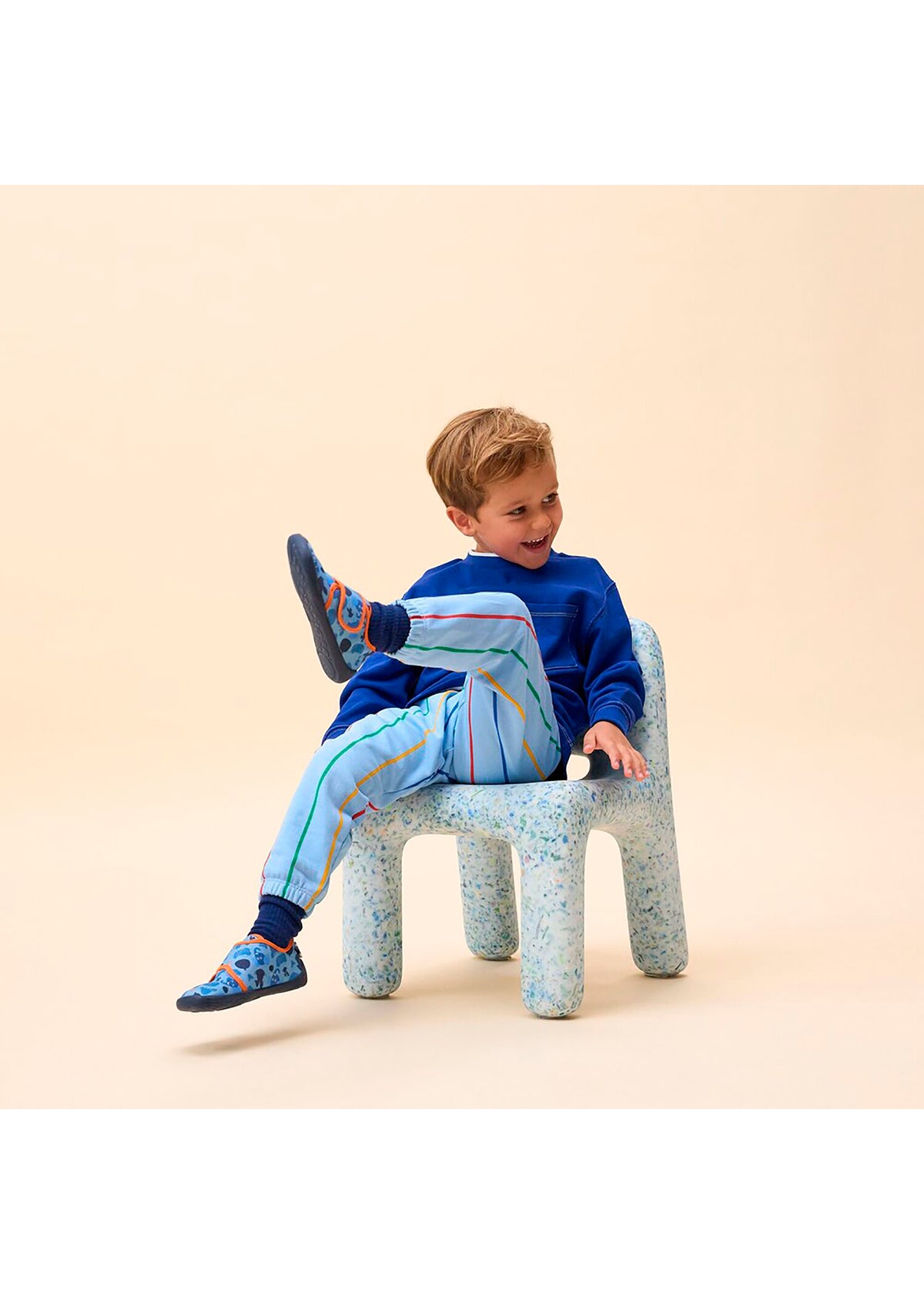 Children's barefoot sneakers - Slipper Cotton Movy Elephant, blue, vegan