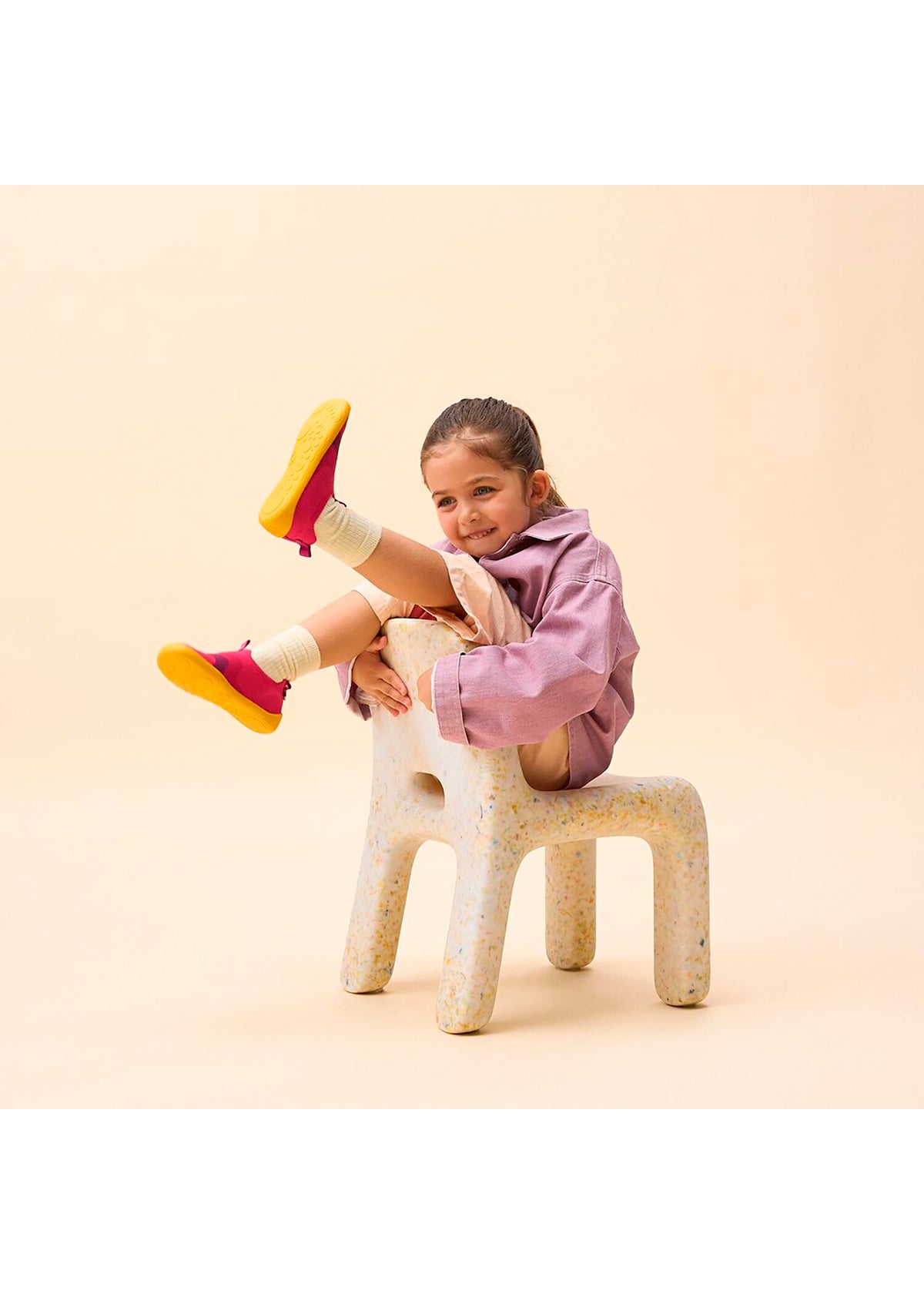 Lasten nauhattomat paljasjalkatennarit - Slipper Knit Flinky Bird, pinkki, vegaaninen