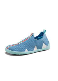 Lasten nauhattomat paljasjalkatennarit - Slipper Knit Flinky Shark, sininen, vegaaninen