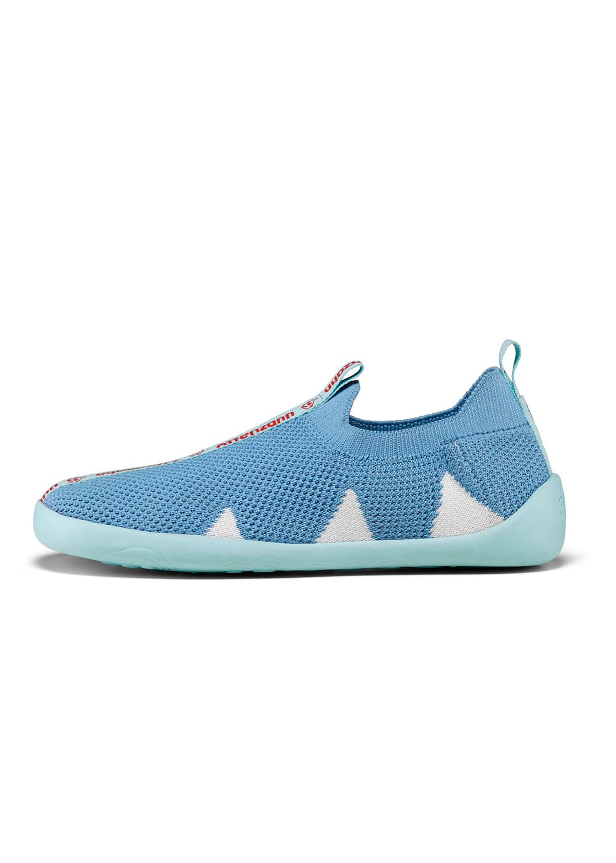 Lasten nauhattomat paljasjalkatennarit - Slipper Knit Flinky Shark, sininen, vegaaninen