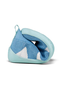 Lasten nauhattomat paljasjalkatennarit - Slipper Knit Flinky Shark, sininen, vegaaninen