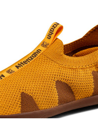 Lasten nauhattomat paljasjalkatennarit - Slipper Knit Flinky Tiger, keltainen, vegaaninen