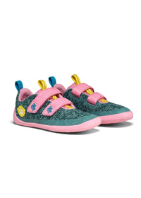 Children's Chameleon barefoot sneakers - Sneaker Knit Happy, green-pink, vegan