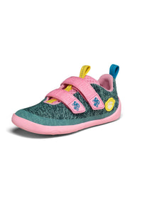 Children's Chameleon barefoot sneakers - Sneaker Knit Happy, green-pink, vegan